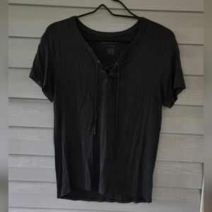 Gray Lace-Up Womens TShirt AMERICAN EAGLE